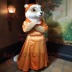 Orange Ferret mascot costume character dressed with Empire Waist Dress and Cummerbunds