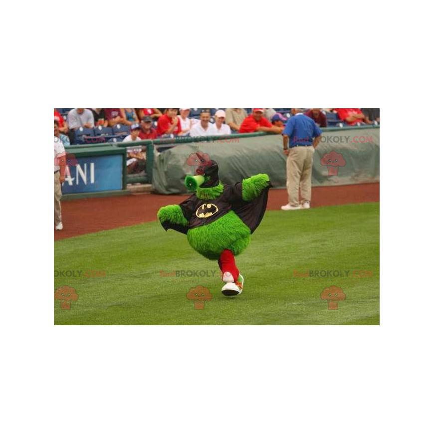 Mascotte mostro verde peloso vestito da Batman - Redbrokoly.com