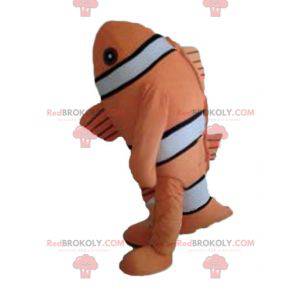 Mascote peixe-palhaço preto e branco laranja - Redbrokoly.com