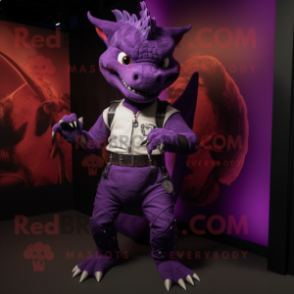 Purple Dragon mascot costume character dressed with Joggers and Belts