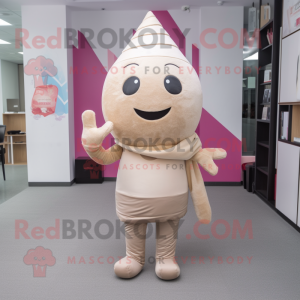 Tan ice cream cone mascot costume character dressed with Yoga Pants and Scarves