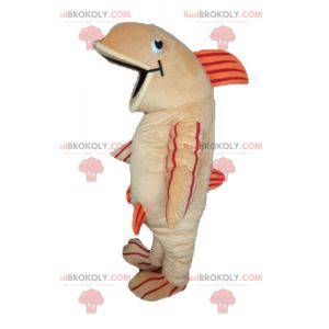 Mascote grande peixe laranja e bege vermelho - Redbrokoly.com
