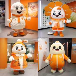Cream Orange mascot costume character dressed with Parka and Hairpins
