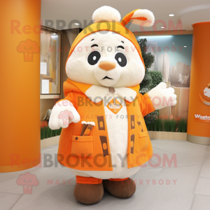 Cream Orange mascot costume character dressed with Parka and Hairpins