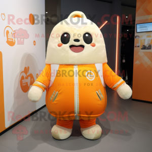 Cream Orange mascot costume character dressed with Parka and Hairpins