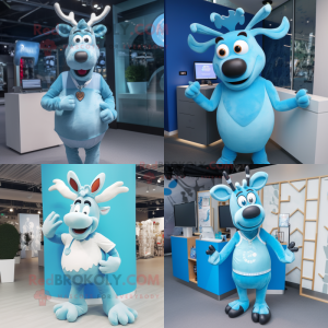 Sky Blue Reindeer mascotte...