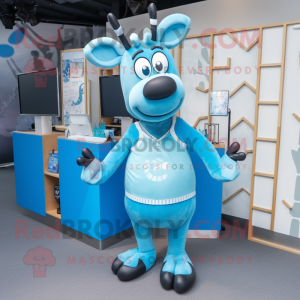 Sky Blue Reindeer mascotte...