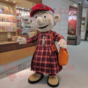 nan Pepper mascot costume character dressed with Flannel Shirt and Coin purses