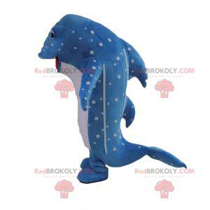 Blue and white dolphin fish mascot with dots - Redbrokoly.com