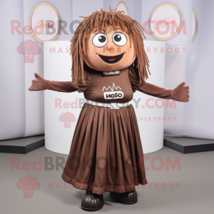 Brown Juggle mascot costume character dressed with Maxi Skirt and Bracelets