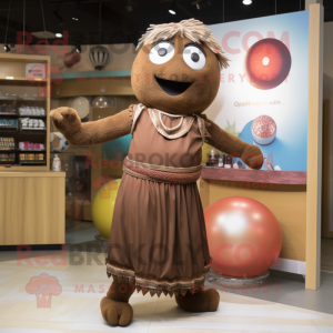 Brown Juggle mascot costume character dressed with Maxi Skirt and Bracelets