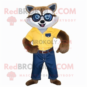 Gold Raccoon maskot drakt...