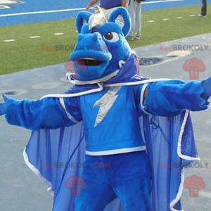 Mascotte de cheval bleu habillé d'une cape - Redbrokoly.com