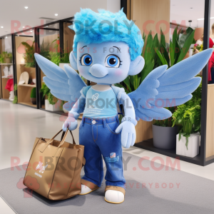 Blå Amor maskot kostume...