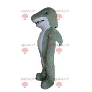 Realistic and impressive gray and white shark mascot -