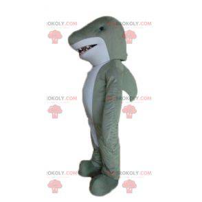 Realistický a působivý maskot šedého a bílého žraloka -