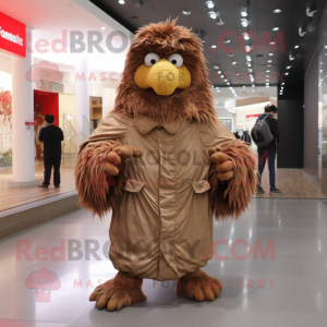 Brown Fried Chicken mascot costume character dressed with Parka and Foot pads