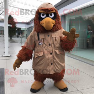 Brown Fried Chicken mascot costume character dressed with Parka and Foot pads