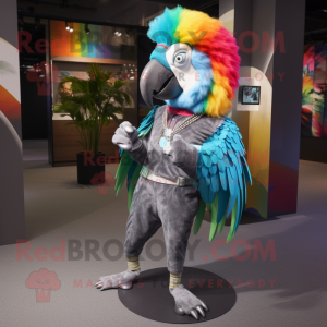 Silver Macaw mascot costume character dressed with Leggings and Headbands