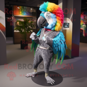 Sølv Macaw maskot kostume...