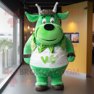 Green Beef Wellington mascot costume character dressed with V-Neck Tee and Ties