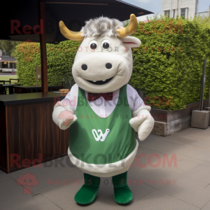 Green Beef Wellington mascot costume character dressed with V-Neck Tee and Ties