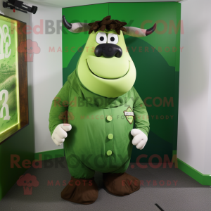 Green Beef Wellington mascot costume character dressed with V-Neck Tee and Ties