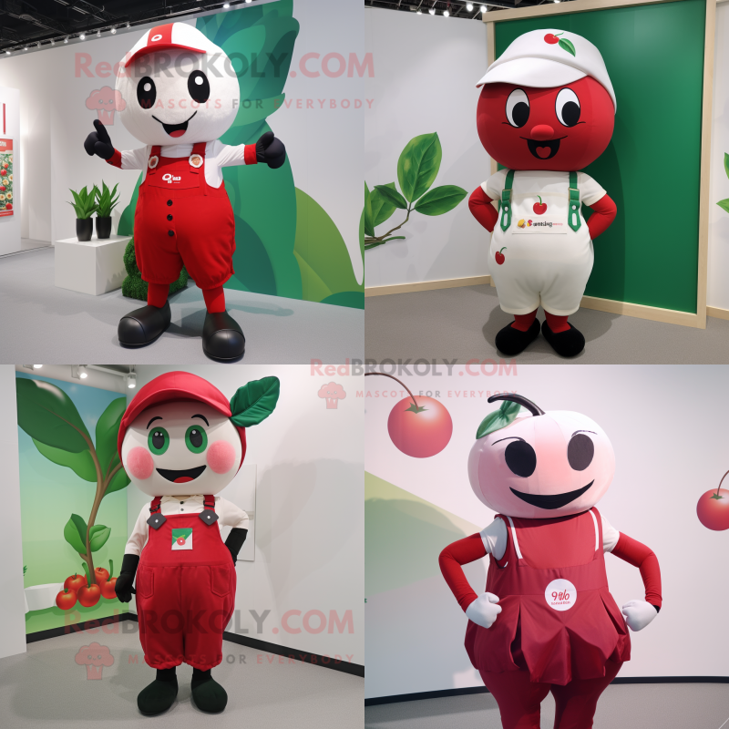 nan Cherry mascot costume character dressed with Tank Top and Suspenders nan Cherry mascot costume character dressed with Tank Top and Suspenders