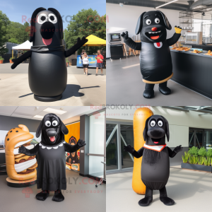 Zwarte hotdog mascotte...