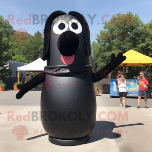 Black hot dog mascot costume character dressed with Tank Top and Wraps
