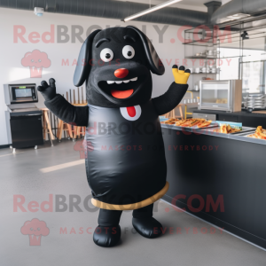 Black hot dog mascot costume character dressed with Tank Top and Wraps