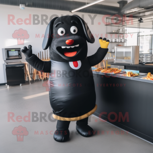 Sort hotdog maskot kostume...