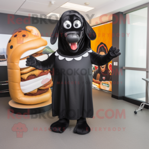 Zwarte hotdog mascotte...