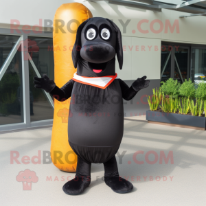 Black hot dog mascot costume character dressed with Tank Top and Wraps