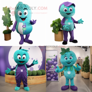 Teal Grape mascotte kostuum...