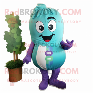 Teal Grape mascot costume character dressed with Tank Top and Shoe laces