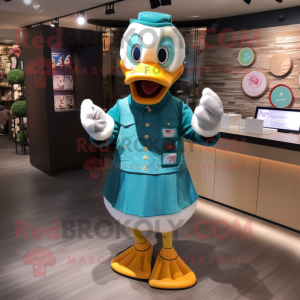 Teal Duck maskot-kostume...