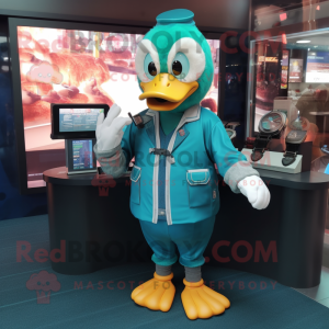 Teal Duck mascotte kostuum...