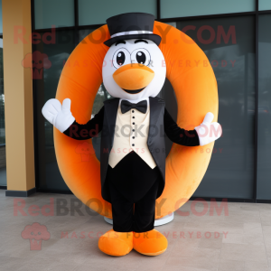 Orange Bagels mascot costume character dressed with Tuxedo and Bow ties