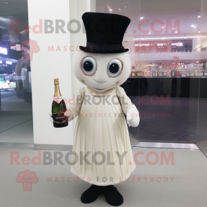 nan Champagne mascot costume character dressed with Cocktail Dress and Beanies