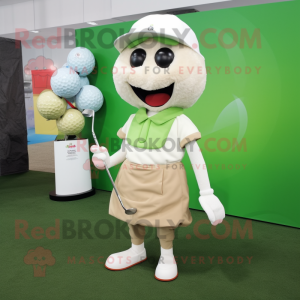 nan Golf ball mascot costume character dressed with Cargo Shorts and Necklaces