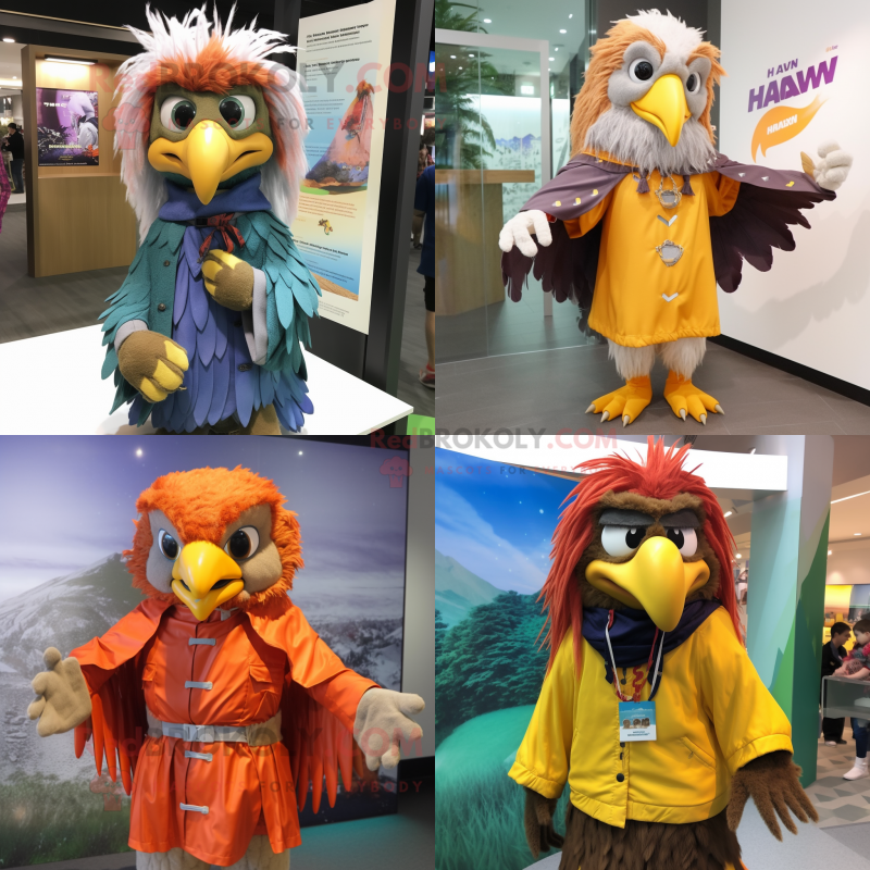 nan Hawk mascot costume character dressed with Raincoat and Hair clips nan Hawk mascot costume character dressed with Raincoat and Hair clips