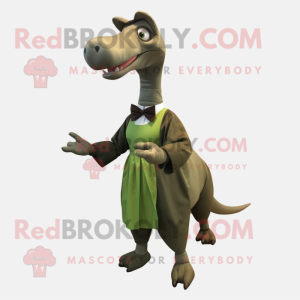 Olive Parasaurolophus mascot costume character dressed with A-Line Dress and Bow ties