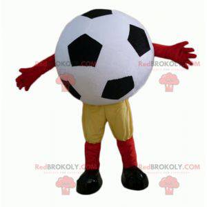 Mascota de balón de fútbol gigante blanco y negro -