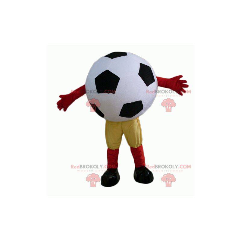 Sort og hvid kæmpe fodboldboldmaskot - Redbrokoly.com