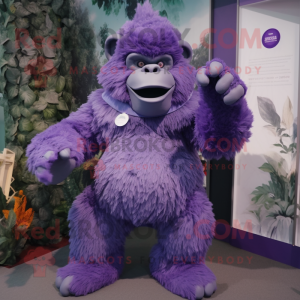 Lavender Gorilla mascot costume character dressed with Playsuit and Brooches