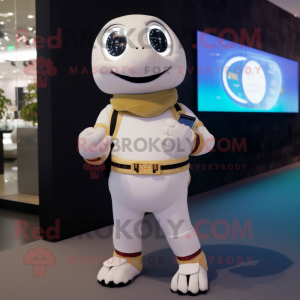 Cream Bracelet mascot costume character dressed with Turtleneck and Digital watches