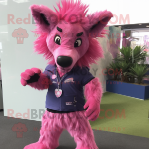 Roze hyena mascotte kostuum...