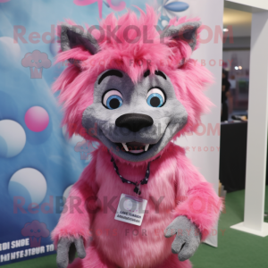 Roze hyena mascotte kostuum...