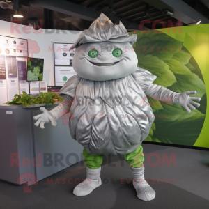 Silver Cabbage leaf mascot costume character dressed with Romper and Clutch bags